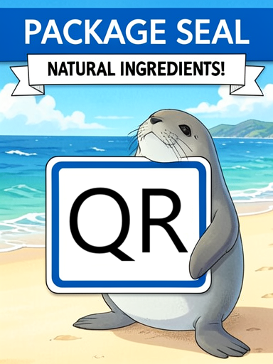 Example PackageSeal product label with QR code